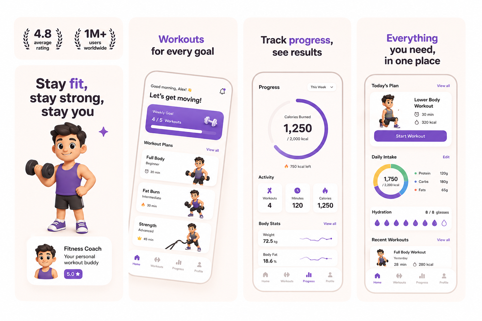 Fitness app promotional design mockup